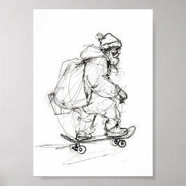 Santa Claus Skateboarding mit Presets Poster
