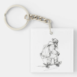 Santa Claus Skateboarding mit Presets Schlüsselanhänger