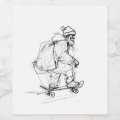 Santa Claus Skateboarding mit Presets Weinetikett (Einzelnes Label)