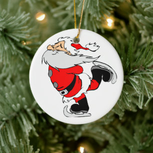 Santa Claus Skaten Keramikornament