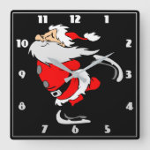 Santa Claus Skaten Quadratische Wanduhr (Vorderseite)