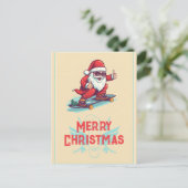Santa Claus Skater Cartoon Illustration Postkarte (Stehend Vorderseite)