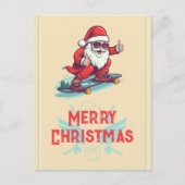Santa Claus Skater Cartoon Illustration Postkarte (Vorderseite)