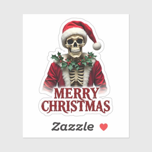 Santa Claus Skeleton Outfit Skull Funny Christmas Aufkleber (Blatt)