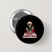 Santa Claus Skeleton Outfit Skull Funny Christmas Button (Vorne & Hinten)