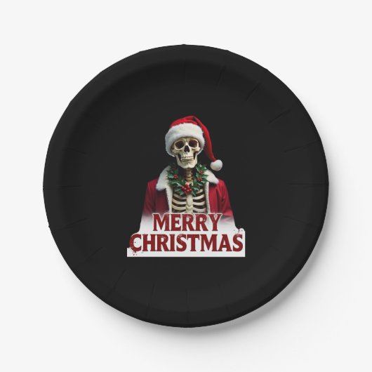 Santa Claus Skeleton Outfit Skull Funny Christmas  Pappteller (Vorderseite)