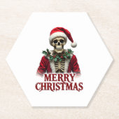 Santa Claus Skeleton Outfit Skull Funny Christmas Untersetzer (Vorderseite)
