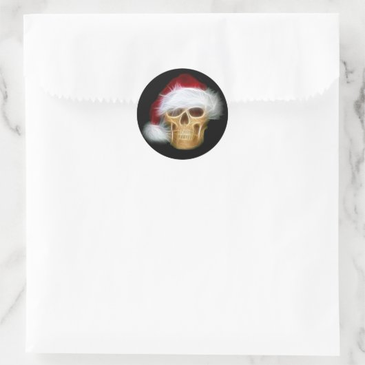 Santa Claus Skull Runder Aufkleber (Tasche)