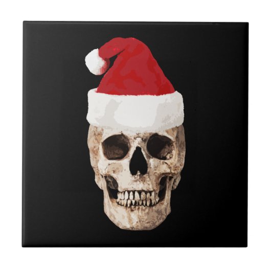 Santa Claus Skull - Weihnachten ist tot Fliese (Vorderseite)