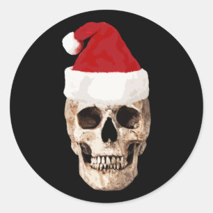 Santa Claus Skull - Weihnachten ist tot Runder Aufkleber