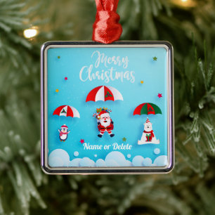 Santa Claus SkyDiving Christmas Ornament Sky Diver