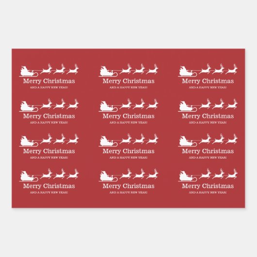 Santa Claus Sleigh and Rentiers & Custom Text Geschenkpapier Set (Vorderseite 2)