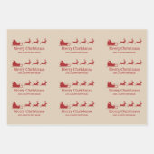 Santa Claus Sleigh and Rentiers & Custom Text Geschenkpapier Set (Vorderseite)