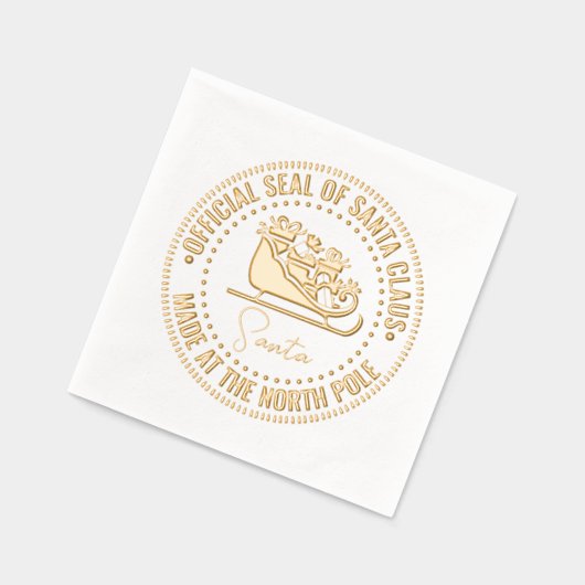 Santa Claus Sleigh "Offizielles Siegel" - Nordpol Servietten Mit Folie (Links)
