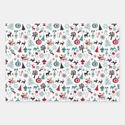 Santa Claus Sleigh Rentierzucht Frische Pasta mach Geschenkpapier Set (Vorderseite)