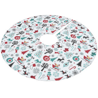 Santa Claus Sleigh Rentierzucht Frische Pasta mach Polyester Weihnachtsbaumdecke