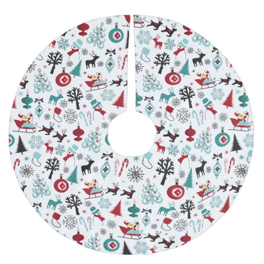 Santa Claus Sleigh Rentierzucht Frische Pasta mach Polyester Weihnachtsbaumdecke (Vorderseite)