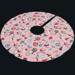 Santa Claus Sleigh Rentierzucht Frische Pasta mach Polyester Weihnachtsbaumdecke<br><div class="desc">Schönes,  zeitgenössisches Bild des Weihnachtsmannes auf seinem Schlitten,  der von Rentieren,  Weihnachtsbäumen,  Bausteinen und Bonbons gezogen wird.</div>