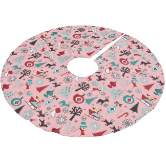 Santa Claus Sleigh Rentierzucht Frische Pasta mach Polyester Weihnachtsbaumdecke