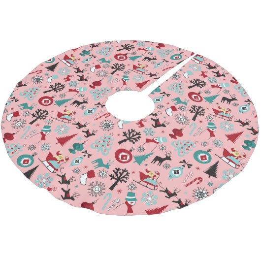 Santa Claus Sleigh Rentierzucht Frische Pasta mach Polyester Weihnachtsbaumdecke (Schrägansicht)