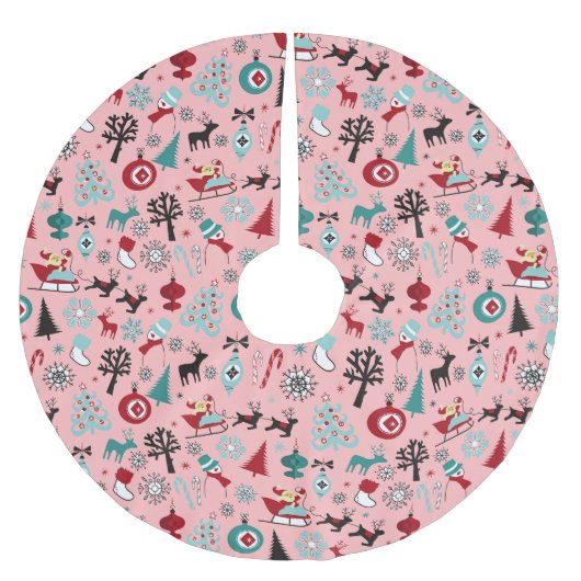 Santa Claus Sleigh Rentierzucht Frische Pasta mach Polyester Weihnachtsbaumdecke (Vorderseite)