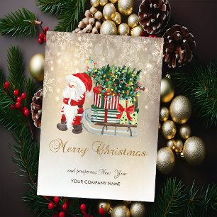 Santa Claus, Sleigh Snowflakes Feiertagskarte