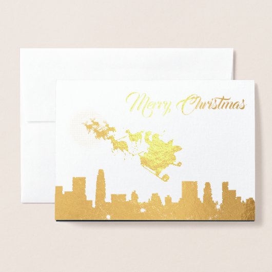 Santa Claus Sleigh Weihnachten Folienkarte (Vorderseite mit Umschlag)