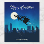 Santa Claus Sleigh Weihnachten Weinetikett (Einzelnes Label)