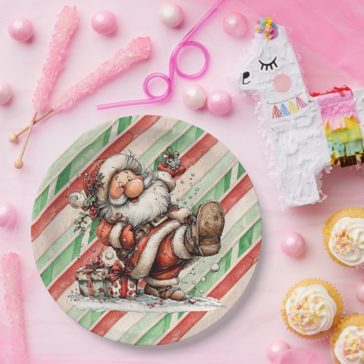 Santa Claus Slipping In the Snow Pappteller (Party)