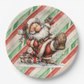Santa Claus Slipping In the Snow Pappteller (Vorderseite)