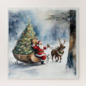 Santa Claus Snow Reindeer Sleigh Puzzle (Vertikal)