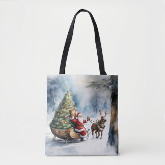 Santa Claus Snow Reindeer Sleigh Tasche