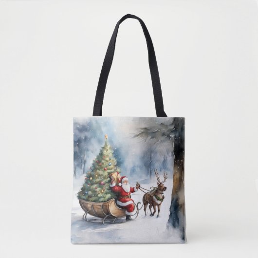 Santa Claus Snow Reindeer Sleigh Tasche (Vorderseite)
