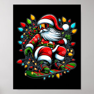 Santa Claus Snowboarder Snowboard Snowboarder Chr Poster