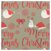 Santa Claus Snowman Candy Cane Christmastide Stoff (Nahaufnahme)