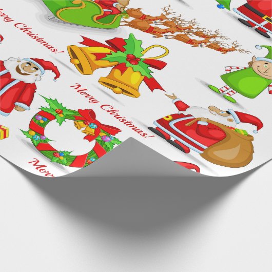 Santa Claus Snowman Elves Reindeer Penguin Geschenkpapier (Ecke)