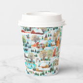 Santa Claus Snowman Penguin Band Weihnachtsdorf Pappbecher (Rückseite)