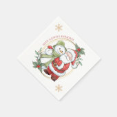Santa Claus Snowman Weihnachten Serviette (Ecke)