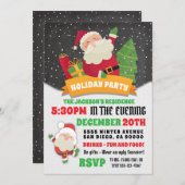 Santa Claus Snowy Christmas Party Einladung (Vorne/Hinten)