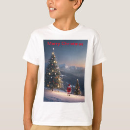 Santa Claus Snowy Mountain Kinder T - Shirt