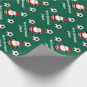 Santa Claus soccer ball player cartoon Christmas Geschenkpapier (Ecke)