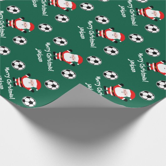 Santa Claus soccer ball player cartoon Christmas Geschenkpapier (Ecke)