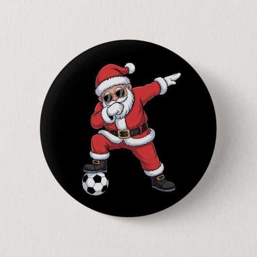 Santa Claus Soccer Dabbing Weihnachtsgeschenk Button (Vorderseite)