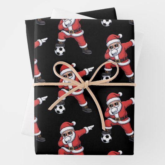 Santa Claus Soccer Dabbing Weihnachtsgeschenk Geschenkpapier Set (Beispiel)