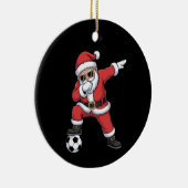 Santa Claus Soccer Dabbing Weihnachtsgeschenk Keramik Ornament (Rechts)