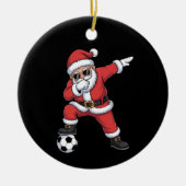 Santa Claus Soccer Dabbing Weihnachtsgeschenk Keramik Ornament (Vorne)