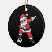 Santa Claus Soccer Dabbing Weihnachtsgeschenk Keramik Ornament (Links)