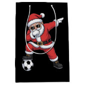 Santa Claus Soccer Dabbing Weihnachtsgeschenk Mittlere Geschenktüte (Vorderseite)
