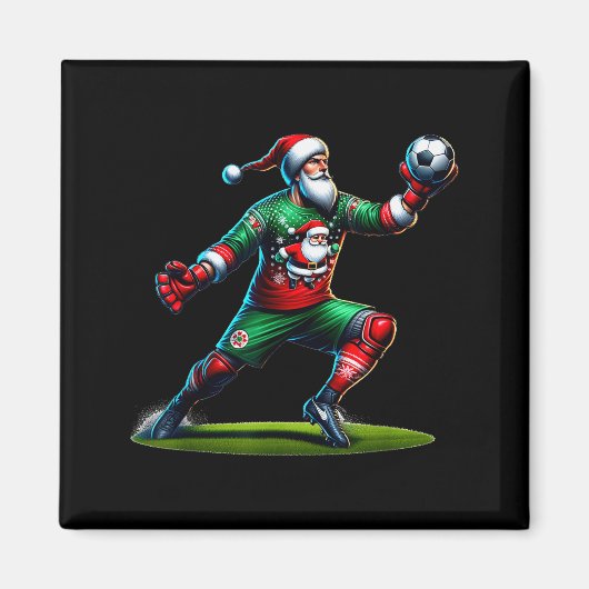 Santa Claus Soccer Goalie Christmas Xmas Magnet (Vorne)