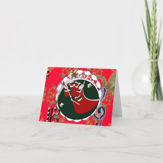 Santa Claus Sock Red geklappt Danke Karte (Vorderseite)